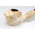 veche pipa Meerschaum. sculptura cinegetica. etui original. Turcia